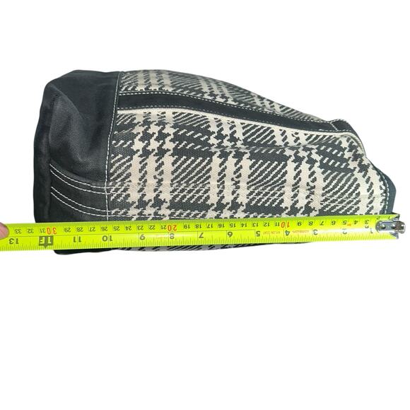 Lands’ End Large Canvas Tote Bag Black White Plaid Houndstooth Shoulder Carryall - Picture 8 of 15